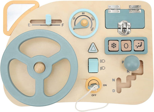 Steering Wheel Activity Board Interactive Wooden Toys for Developing Fine Motor Skills for Children 29.5 X 21 Cm Durable Lime Wood