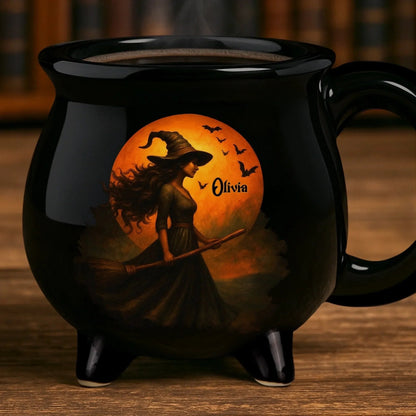 🔥HOT SALE🔥Custom Witch Cauldron Coffee Mug - Personalized Halloween Witchy Gifts For Besties, Sisters, BFF, Family, Yourself - Witching You A Wicked Brew