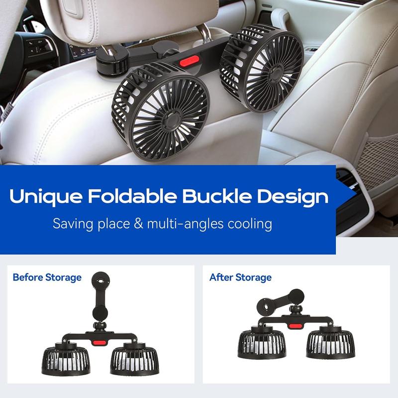 🌀 LIMITED-TIME 50% OFF! ✨ Dual Head USB Car Seat Fan – 360° Rotatable, 3 Speeds, Quiet & Powerful 🚗