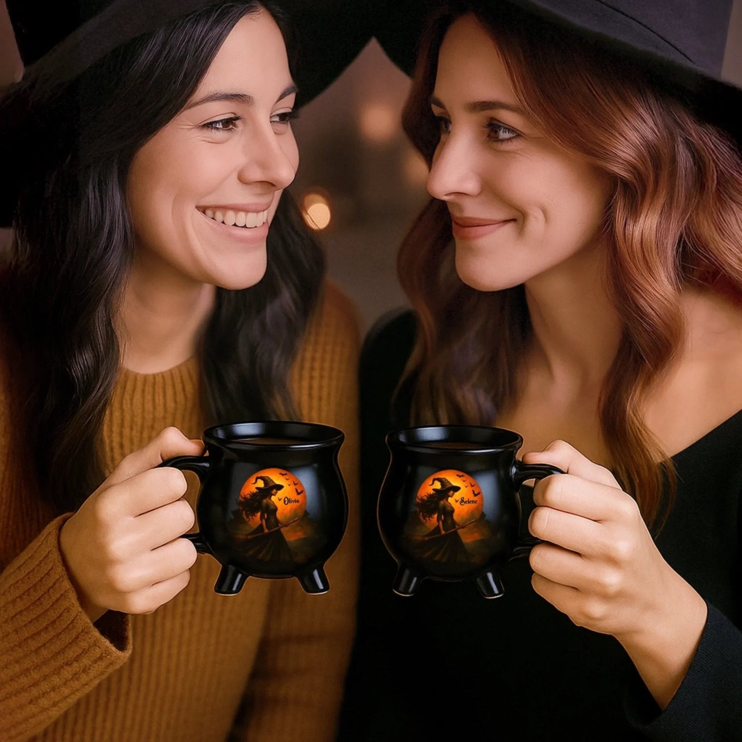 🔥HOT SALE🔥Custom Witch Cauldron Coffee Mug - Personalized Halloween Witchy Gifts For Besties, Sisters, BFF, Family, Yourself - Witching You A Wicked Brew