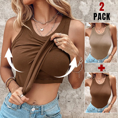 ChicMe Built-In Bra Ribbed Tank Top – Padded Racerback Everyday Basic-A0012