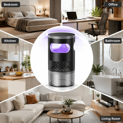 Indoor Insect Trap with Light and Suction Non Zapper Flying Bug Catcher for Mosquitoes Fruit Flies Gnats and Moths（Includes One 18650 Rechargeable Lithium Battery）