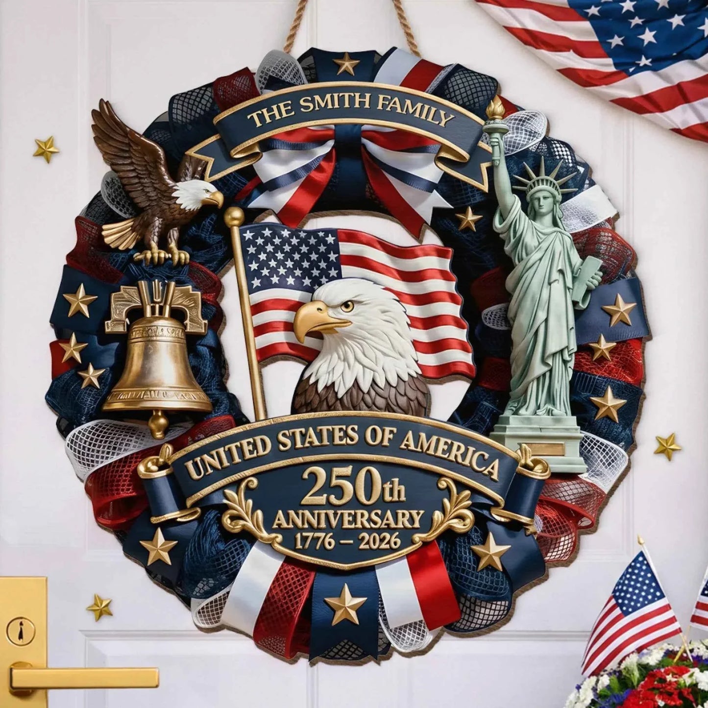 🎁 Custom Wood Sign | America 250th Anniversary Family Gift