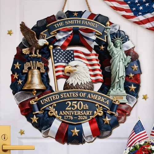 🎁 Custom Wood Sign | America 250th Anniversary Family Gift