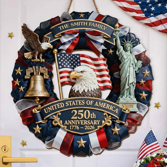 🎁 Custom Wood Sign | America 250th Anniversary Family Gift