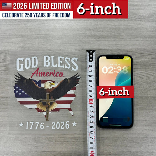 USA 250th Anniversary Car Decal 1776-2026, God Bless America Sticker with Bald Eagle, Cross & Flag, Waterproof Vinyl for Trucks, RVs, Laptops, 3 Sizes (6"/8"/12"), 2026 Sestercentennial Commemorative Veteran Gift, Patriotic Window Sticker summerwins