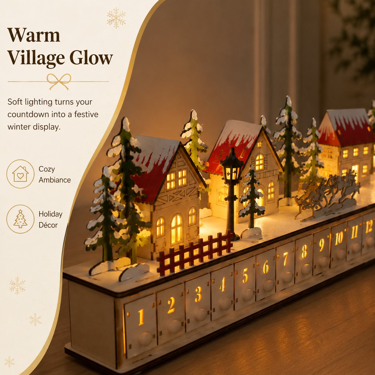 Wooden Village Advent Calendar With Led Glow🎁🌲