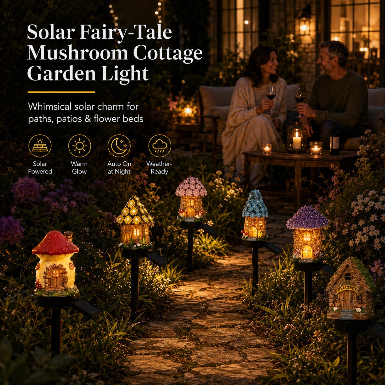 🔥Summer Sale is ON! Up to 60% OFF - Solar Fairy-Tale Mushroom Cottage Garden Light