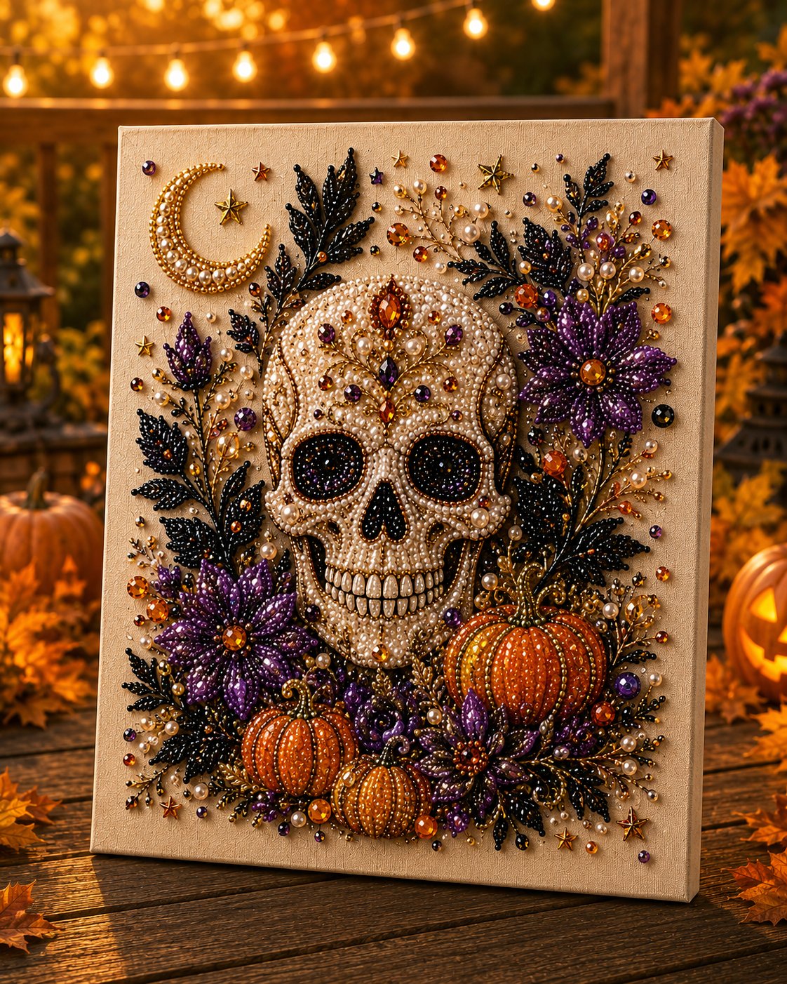 💥 Last Day 50% OFF👻✨50K+ SOLD!🎃 Halloween Pearl Art DIY Kit – No painting skills needed, just match & place pearls. Create spooky‑cute décor for a cosy autumn home! 🧵🖼️