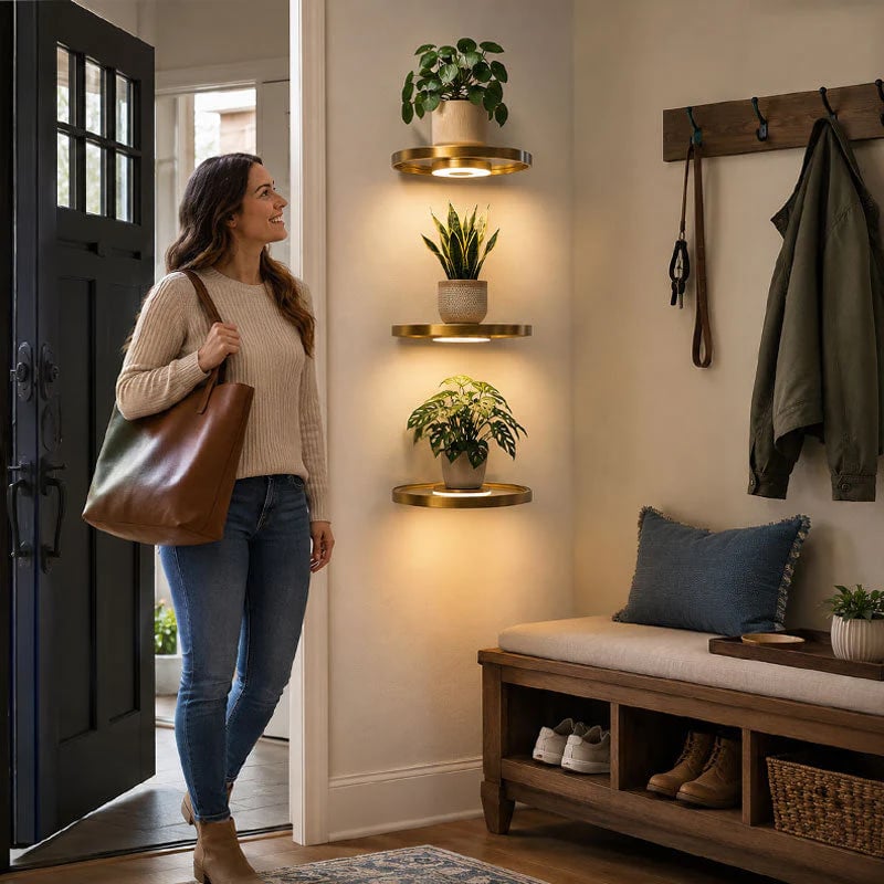LED Floating Display Shelf – Warm Ambient Wall Light & Plant Stand