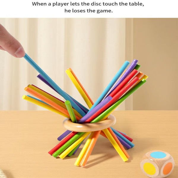 🔥Wooden Stick Game, Colorful Educational Toy for Cognitive Development & Focus Training, Includes Mixed Colors Sticks and one-level Puzzle