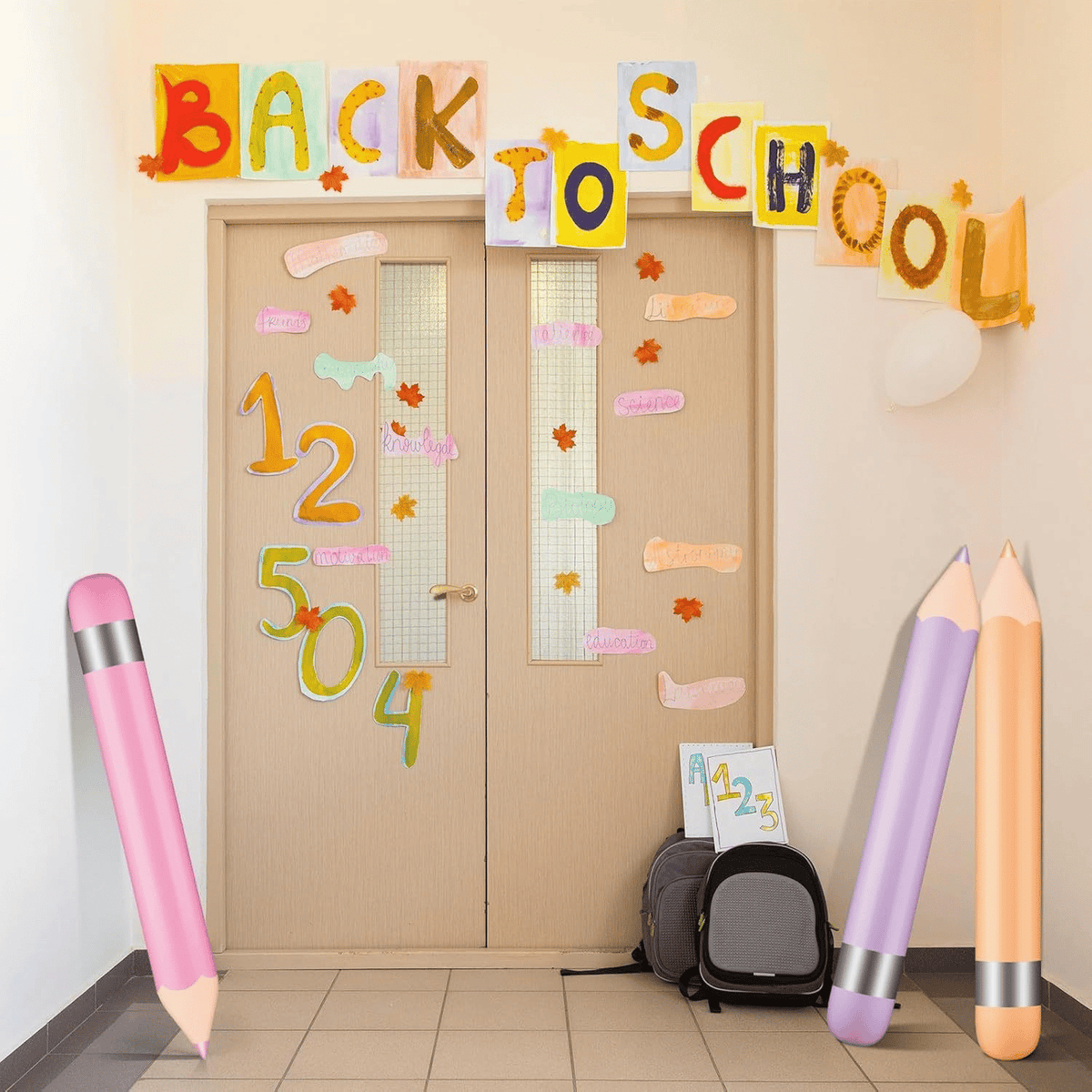 Multicolor PVC Giant Inflatable Pencil Balloon🎈- For Back to School Classroom Welcome & First Day Party Supplies🎒