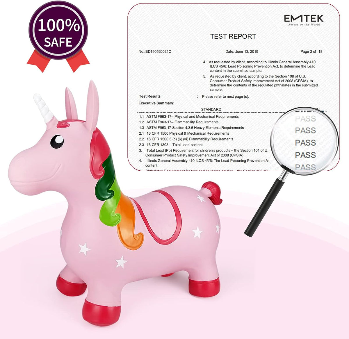 Unicorn Bouncy Horse Toys, Toddler Inflatable Unicorn, Bouncy Pals