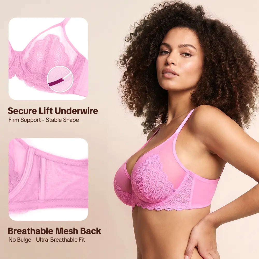 HSIA Mermaid Scales Unlined Minimizer Bra – Full Coverage Support for Fuller Busts-A0014