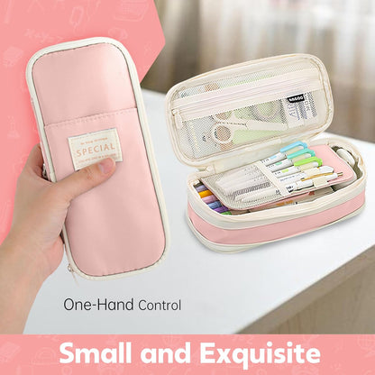 Large Capacity Double-Layer Macaron Stationery Box