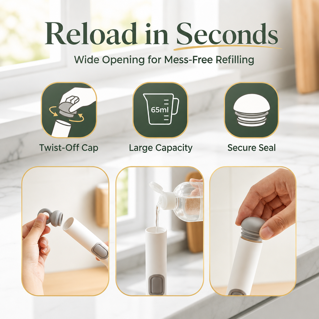 360° Rotating Soap Dispensing Dish Brush with Interchangeable Heads