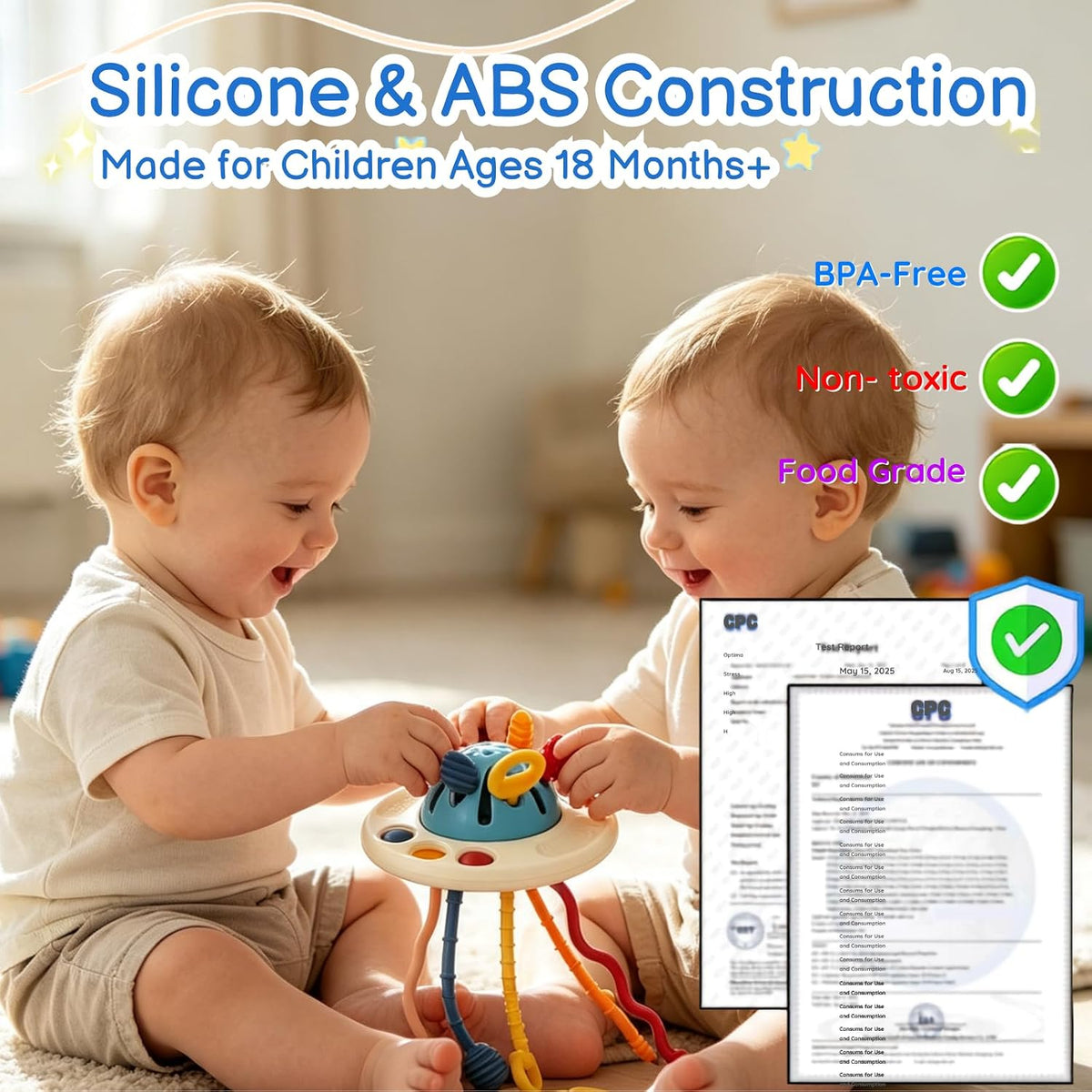 Montessori Pull String Sensory UFO Toy for Children 18 Months+