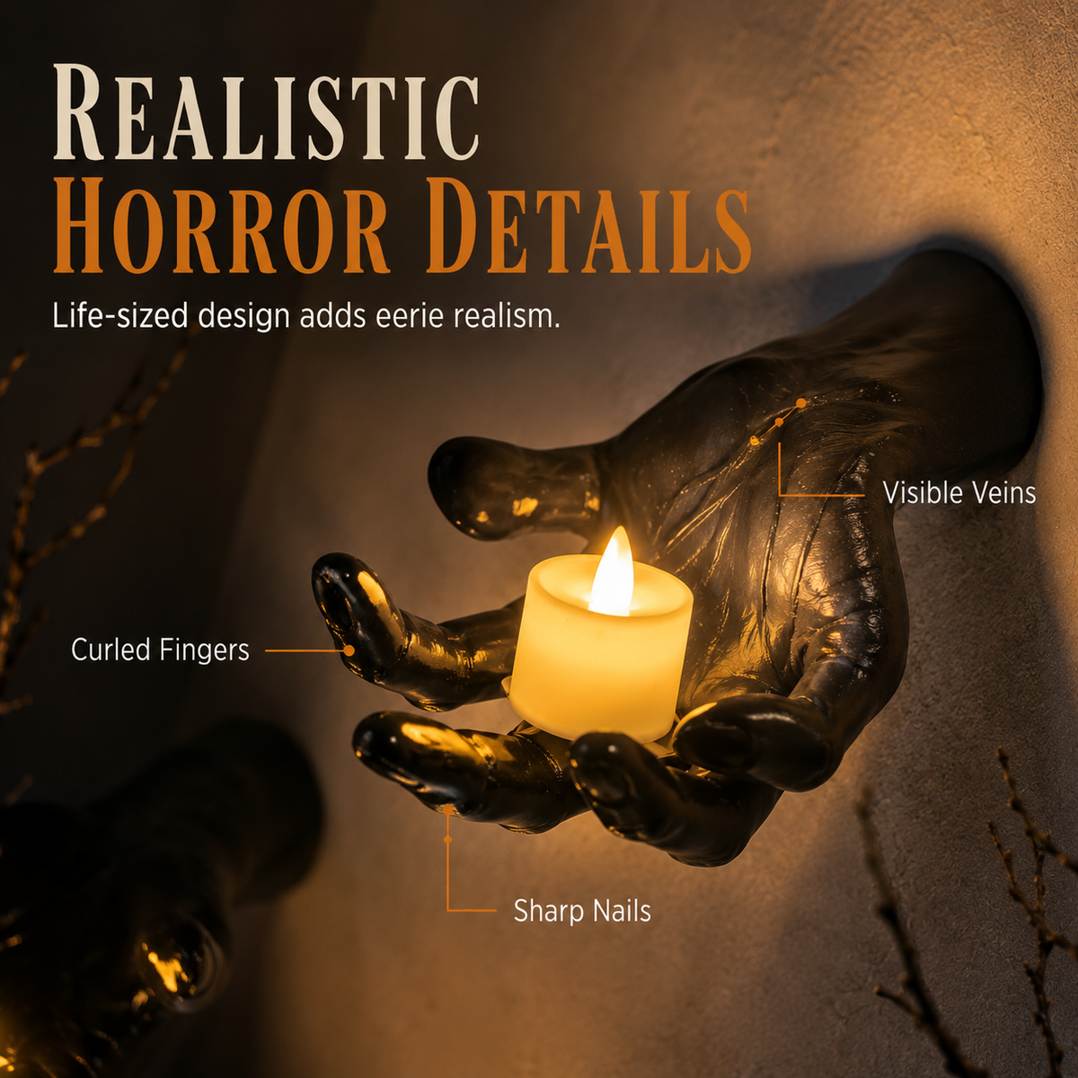 🥳3-Pack Light-Up Creepy Halloween Hands Wall Décor