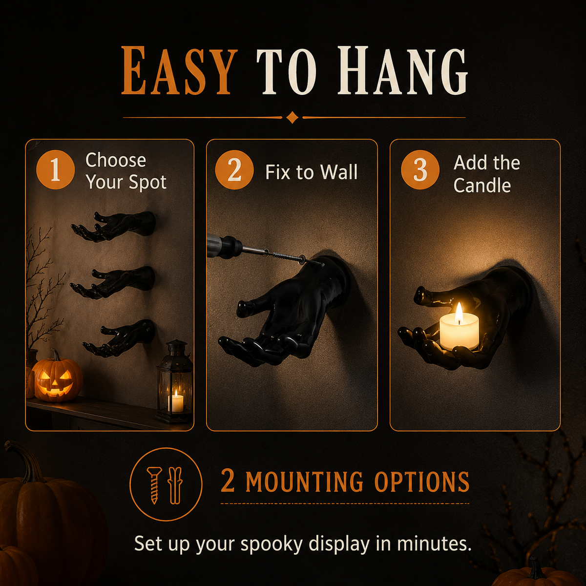 🥳3-Pack Light-Up Creepy Halloween Hands Wall Décor