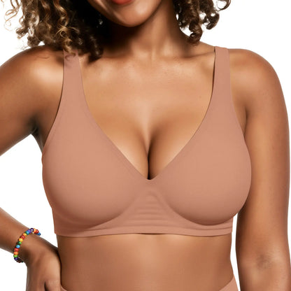 OEAK Deep V Wireless Bra – Seamless Push-Up Bralette, No Underwire-A0017