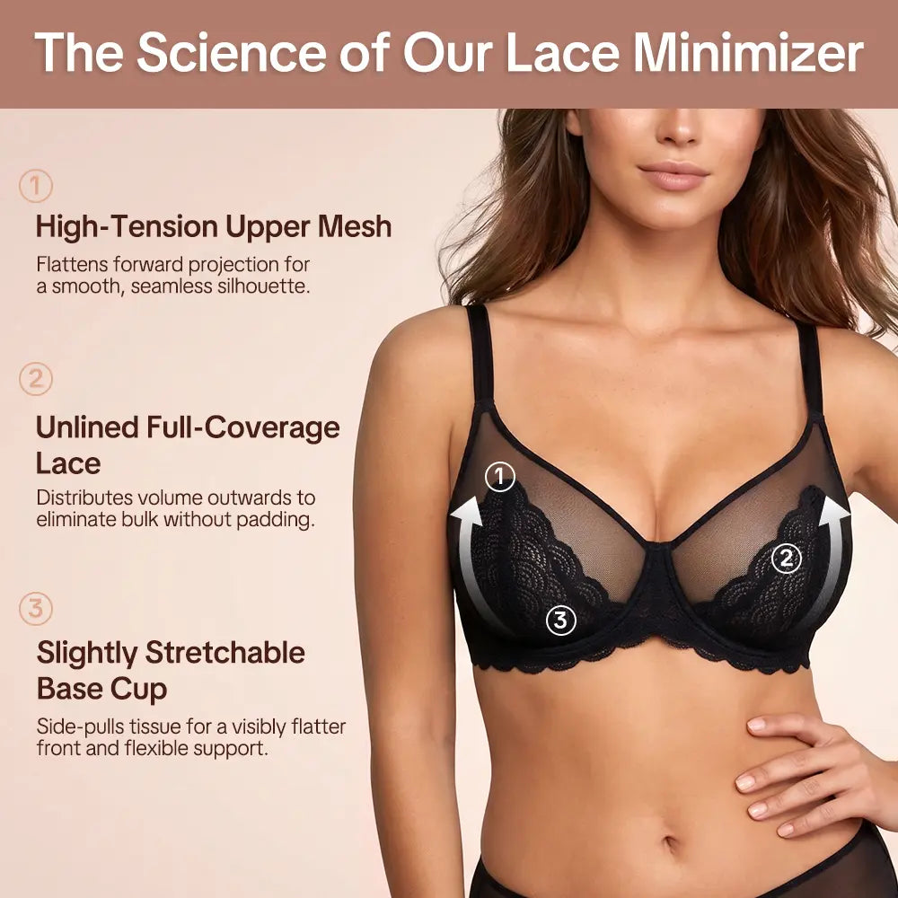 HSIA Mermaid Scales Unlined Minimizer Bra – Full Coverage Support for Fuller Busts-A0014