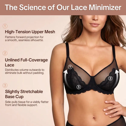 HSIA Mermaid Scales Unlined Minimizer Bra – Full Coverage Support for Fuller Busts-A0014