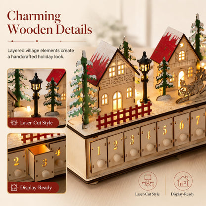 Wooden Village Advent Calendar With Led Glow🎁🌲