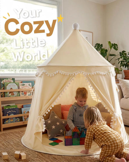 Play Tent with Carry Bag, Portable Cream Game Tent for Kids