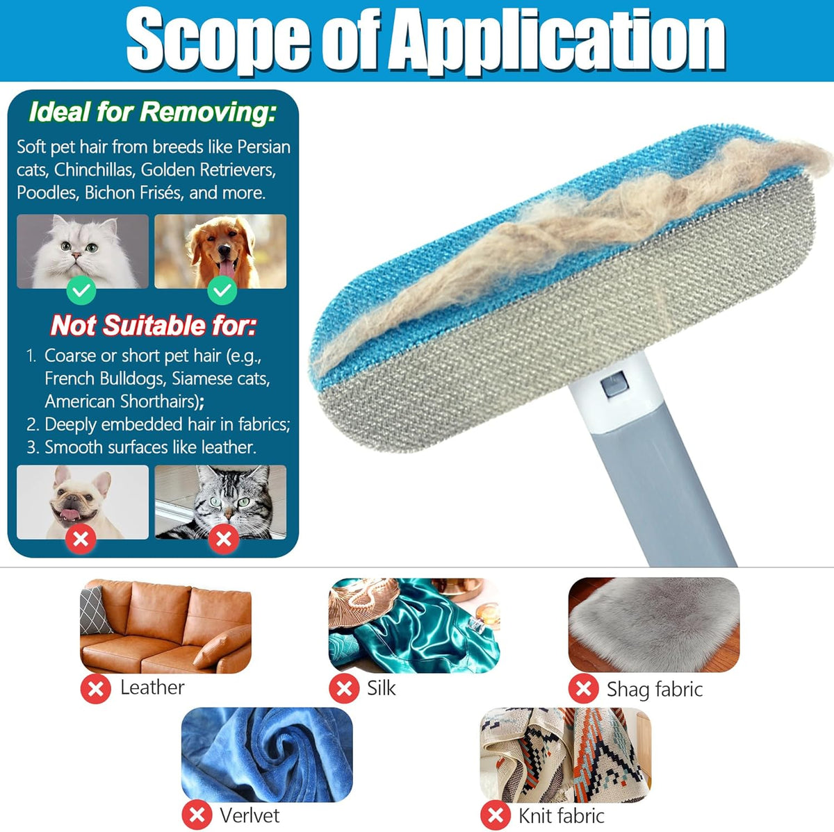4 in 1 Multifunctional Pet Hair Removal Tool 2 Pack