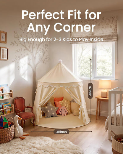 Play Tent with Carry Bag, Portable Cream Game Tent for Kids