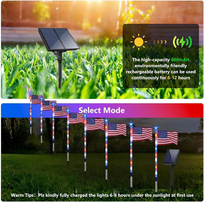 8 Pack Solar Flag Lights 4th of July Decorations Outdoor