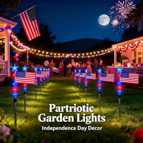 8 Pack Solar Flag Lights 4th of July Decorations Outdoor