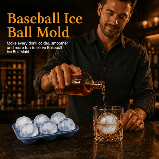 Baseball Ice Mold – Slow‑Melting Silicone Sphere Tray for Whiskey, Cocktails & More ⚾🧊