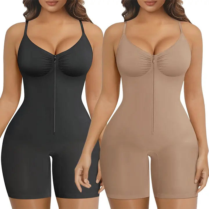 SHAPERX Tummy Control Bodysuit for Women – Zip-Up Shaping Bodysuit with Breathable Mesh-A0032