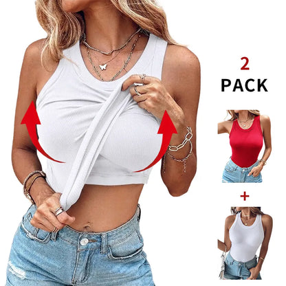 ChicMe Built-In Bra Ribbed Tank Top – Padded Racerback Everyday Basic-A0012