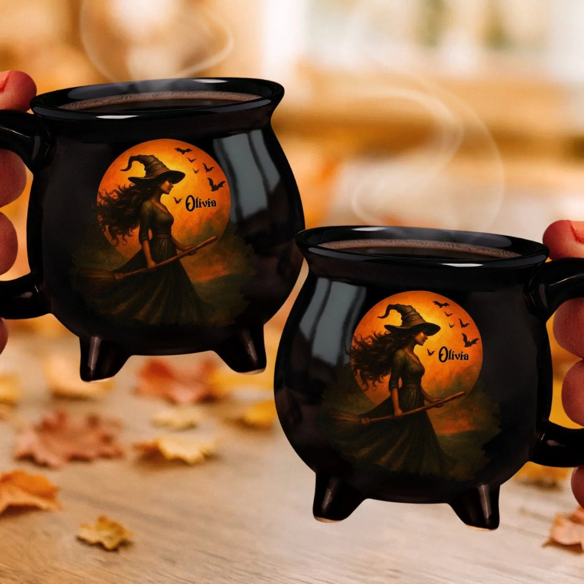 🔥HOT SALE🔥Custom Witch Cauldron Coffee Mug - Personalized Halloween Witchy Gifts For Besties, Sisters, BFF, Family, Yourself - Witching You A Wicked Brew