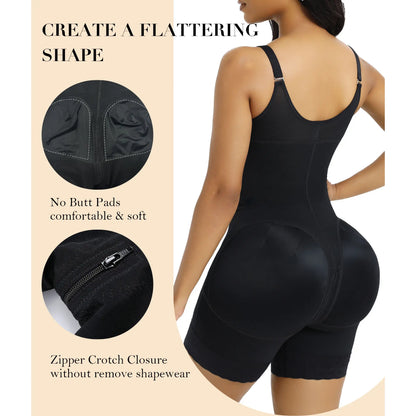 YIANNA Fajas Colombianas Full Body Shaper – Tummy Control Butt Lifter with Zipper Crotch-A0015