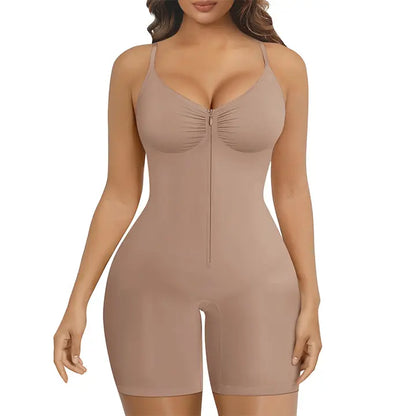 SHAPERX Tummy Control Bodysuit for Women – Zip-Up Shaping Bodysuit with Breathable Mesh-A0032