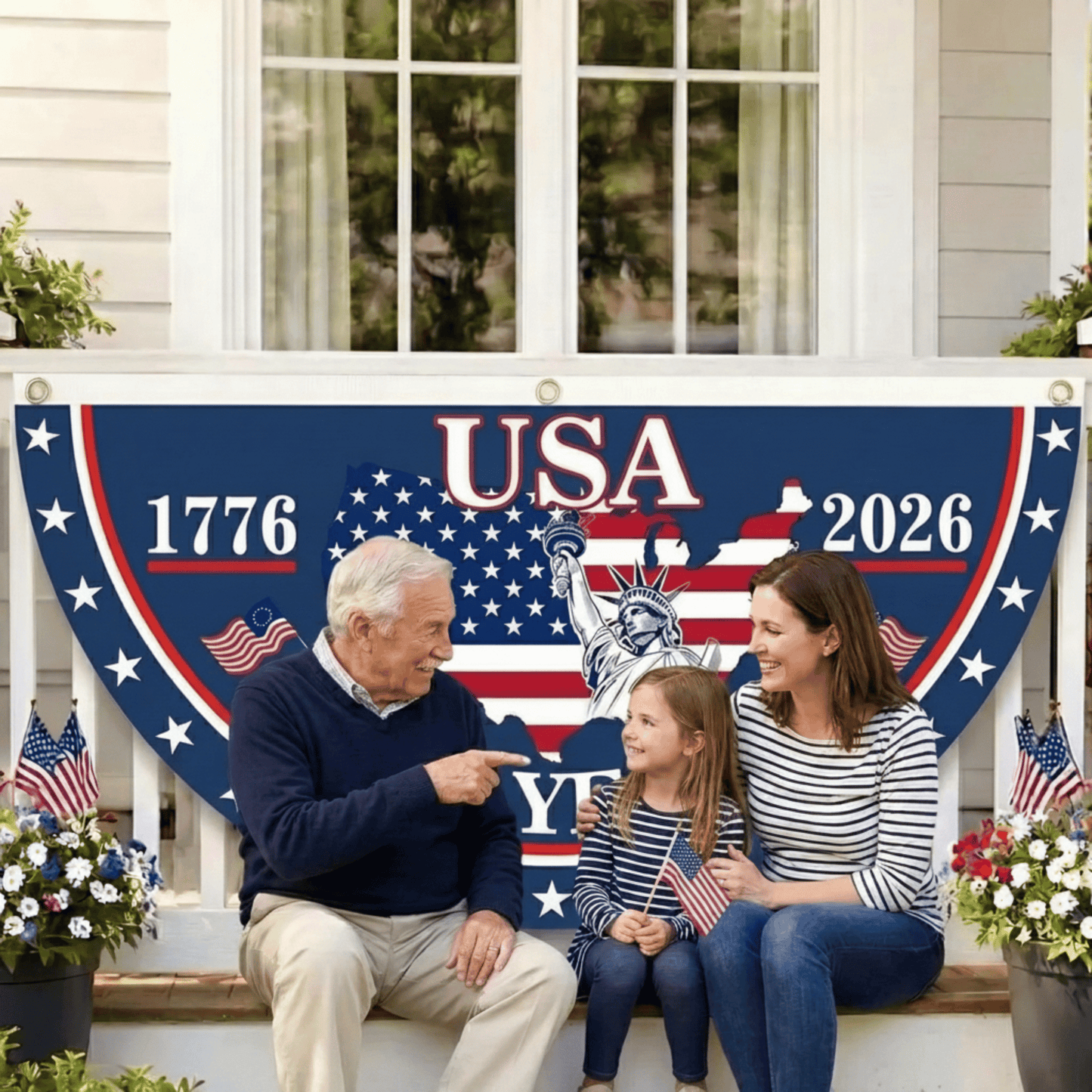 🎇 1776-2026 USA 250th Patriotic Outdoor Half Round Banner 🎊