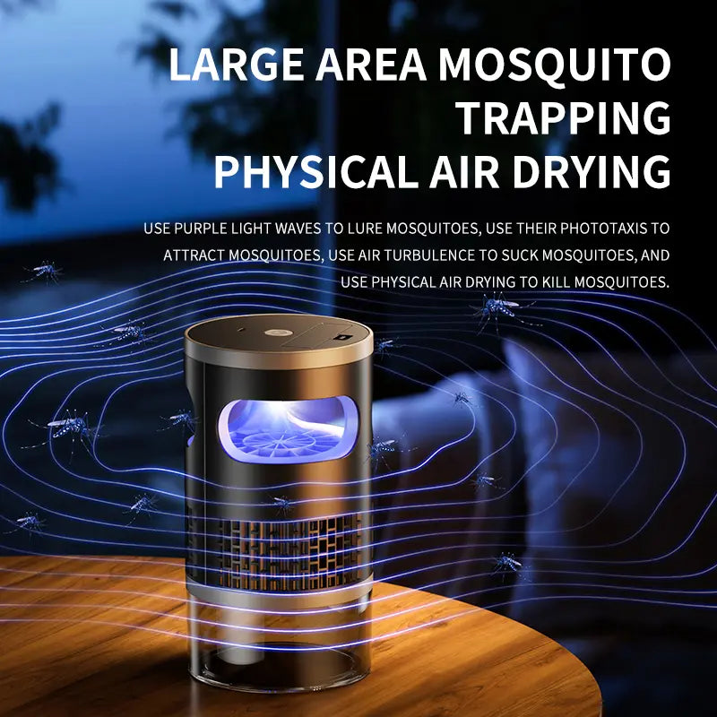 Indoor Insect Trap with Light and Suction Non Zapper Flying Bug Catcher for Mosquitoes Fruit Flies Gnats and Moths（Includes One 18650 Rechargeable Lithium Battery）