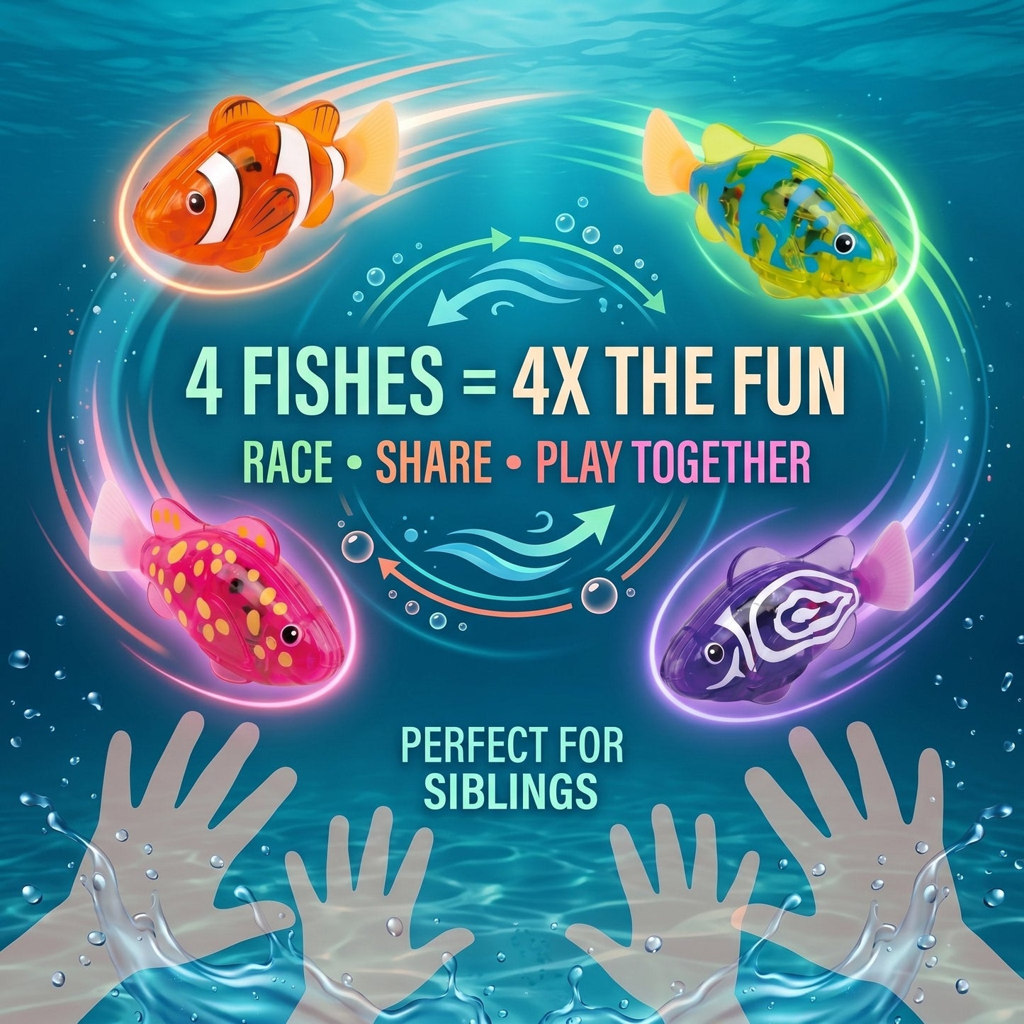 🔥🔥🛁✨Electronic Pet Fish Bath Toy | LED Light Up | Auto-Swimming Bath Toy🐠💦