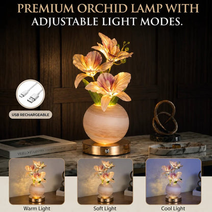 🪴 LED Orchid Table Lamp | Rechargeable Floral Night Light Decor