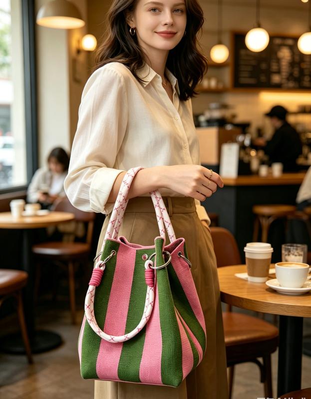 👜🏅Boho Woven Polyester Bucket Bag