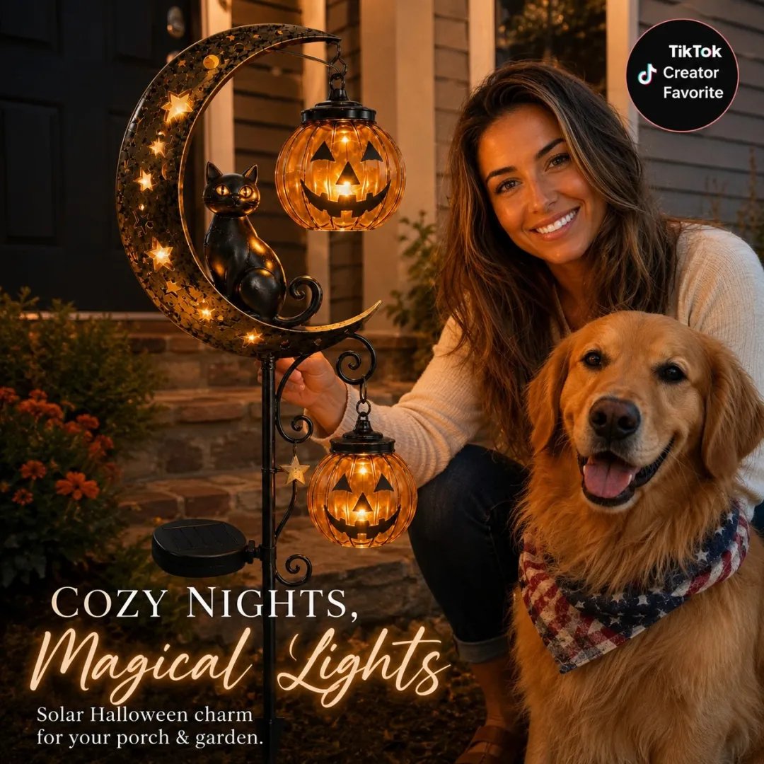 🎃Halloween Early Bird Special Sale 49% OFF-Pumpkin Moon Garden Stake Light🔥