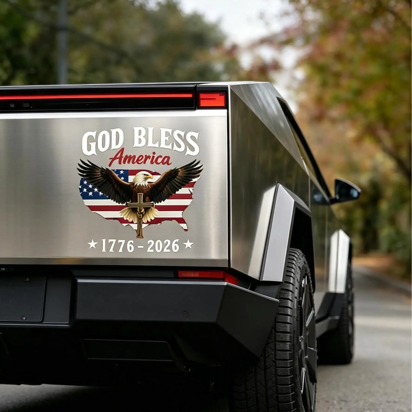 USA 250th Anniversary Car Decal 1776-2026, God Bless America Sticker with Bald Eagle, Cross & Flag, Waterproof Vinyl for Trucks, RVs, Laptops, 3 Sizes (6"/8"/12"), 2026 Sestercentennial Commemorative Veteran Gift, Patriotic Window Sticker summerwins