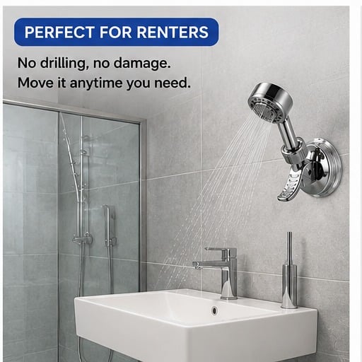 🚿2pcs Adjustable Shower Head Holders Removable Suction Cup Shower Head Bracket No Drill Shower Head Bracket