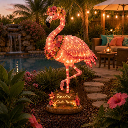 Flamingo Glow Garden Sculpture – Tropical Pink Light-Up Yard Decor for Backyard & Patio Nights
