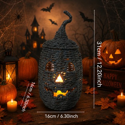 🔥Last Day 60% OFF🔥Rustic Wicker Pumpkin Candle Holder - Handwoven Jack-O’-Lantern Halloween Porch Decor