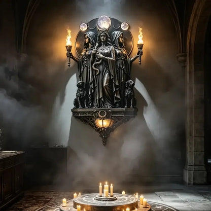 🔥 Hecate Triple Goddess LED Wall Sconce – Mystical Torch Wall Light🌙