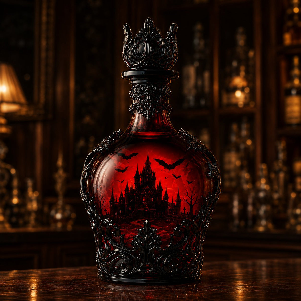🦇 Gothic Vampire Castle Whisky Decanter & Tumbler – Free Shipping When You Choose the Bottle + Glass Set